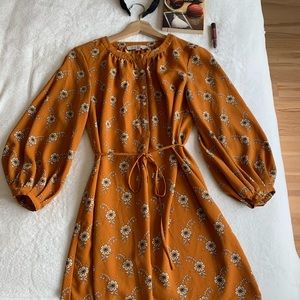 Long Sleeve Yellow Dress